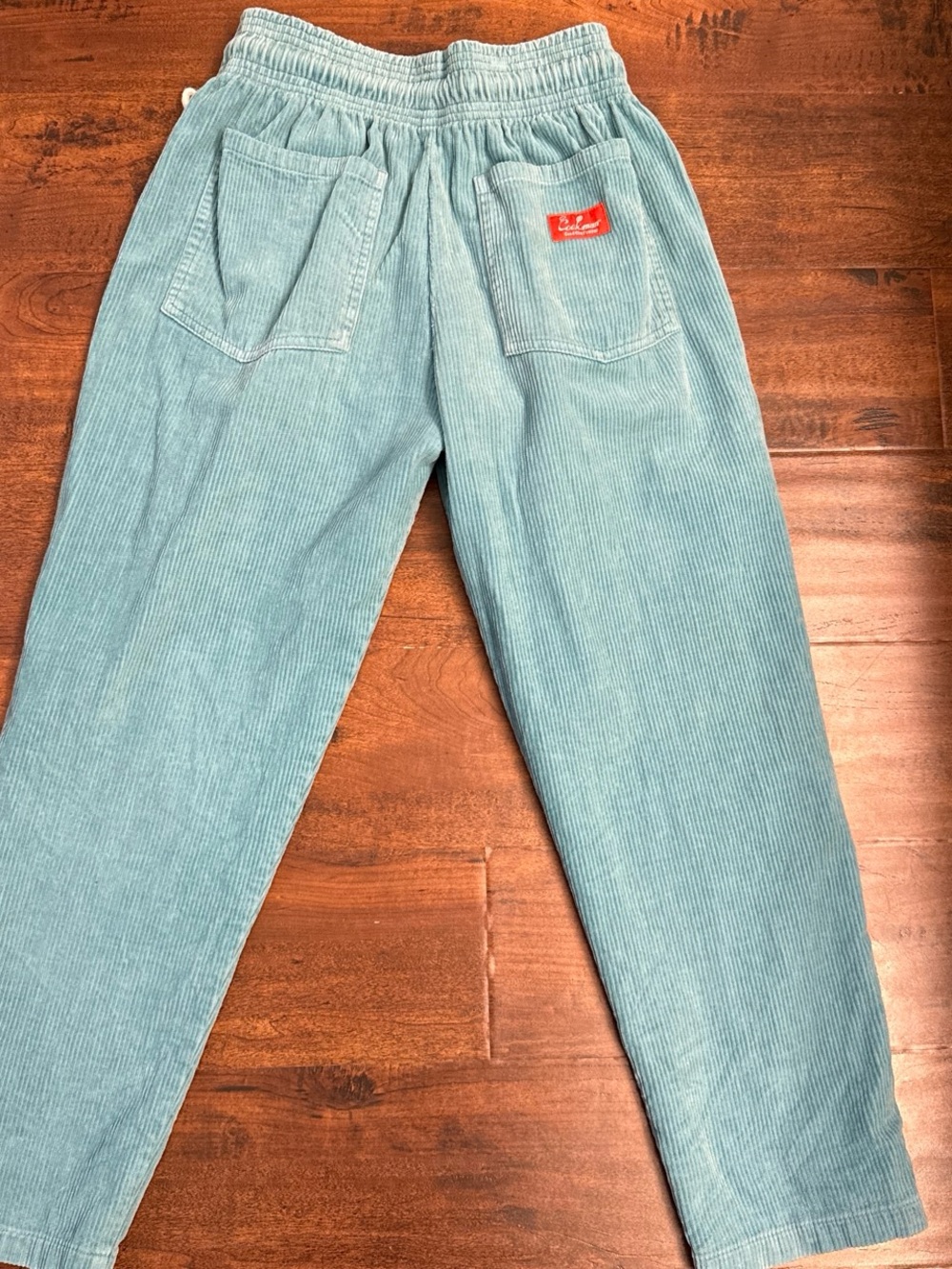 Relaxed Corduroy Pants in Light Teal - Elastic Waist